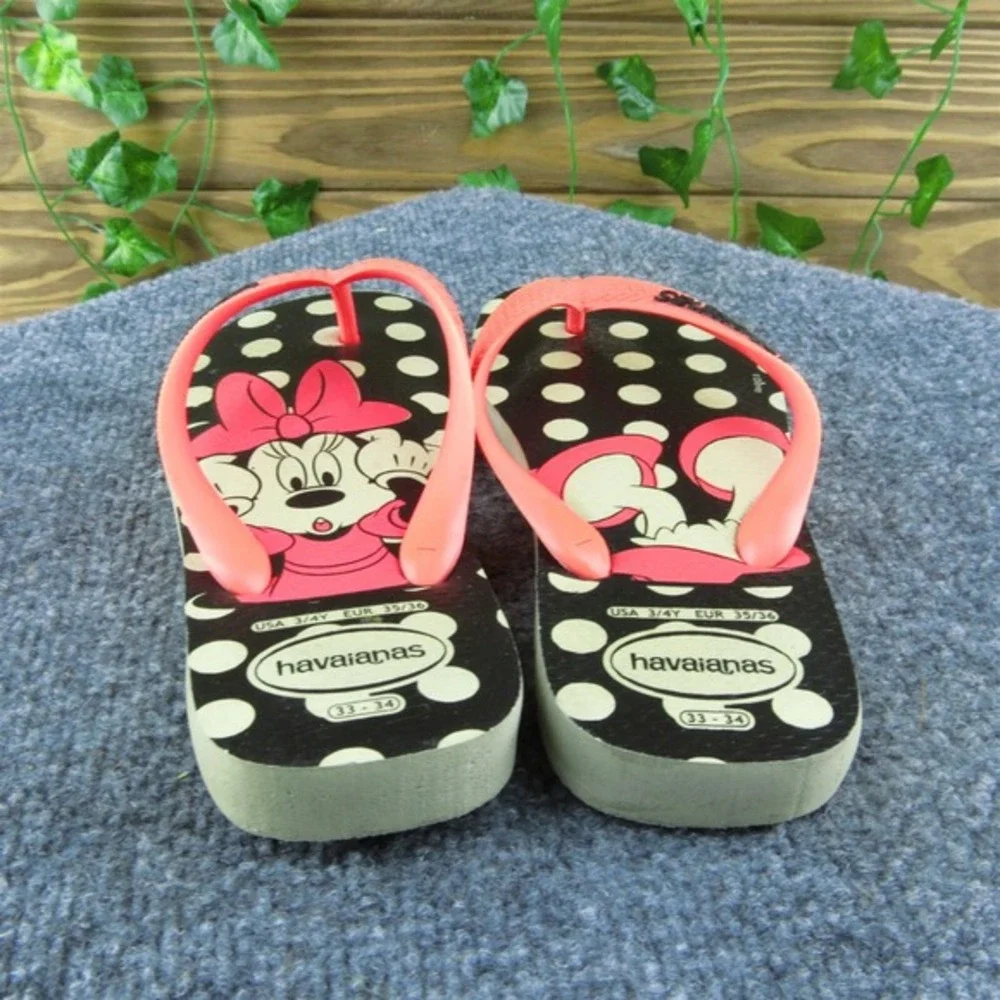 Havaianas Youth Girls Flip Flop‎ Shoes Size 3-4 Medium Pink Synthetic Slip On